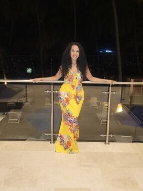 Yellow Tropical Floral Maxi Dress with Front Tie